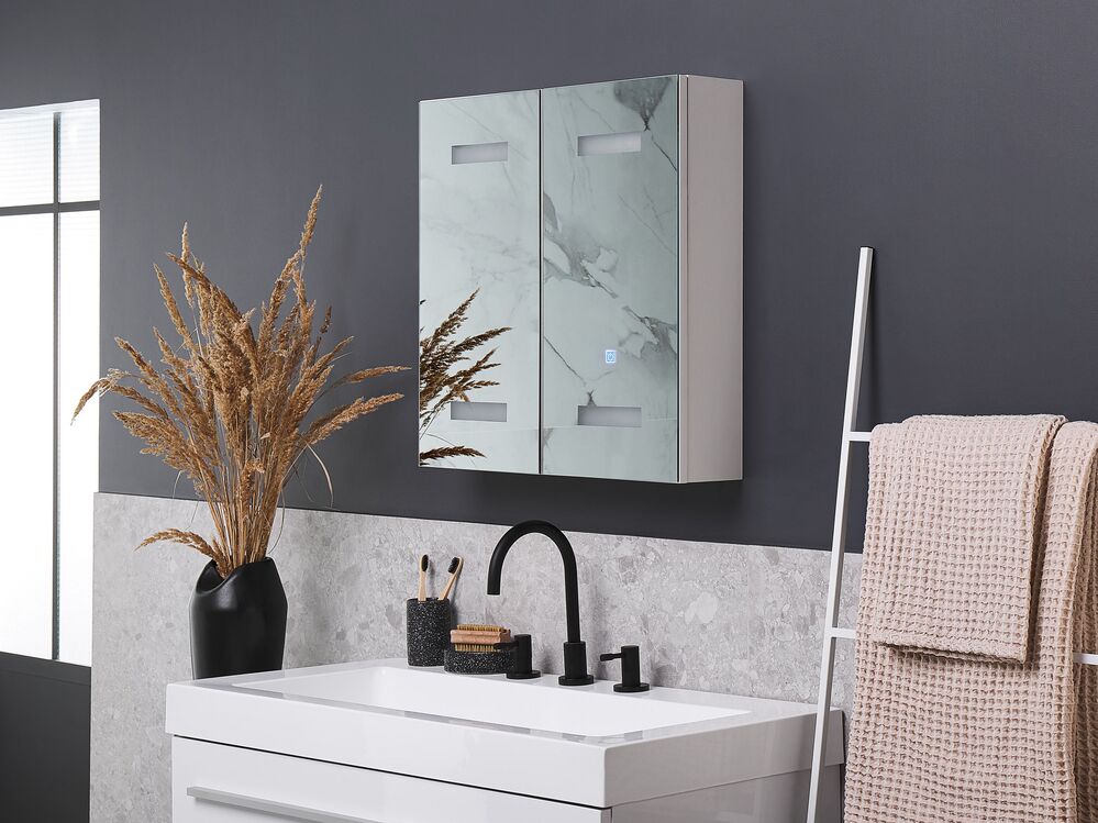 Armoire de toilette blanche avec miroir LED 60 x 60 cm TALAGAPA
