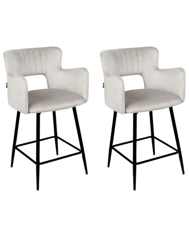 Set of 2 Velvet Bar Chairs Grey SANILAC