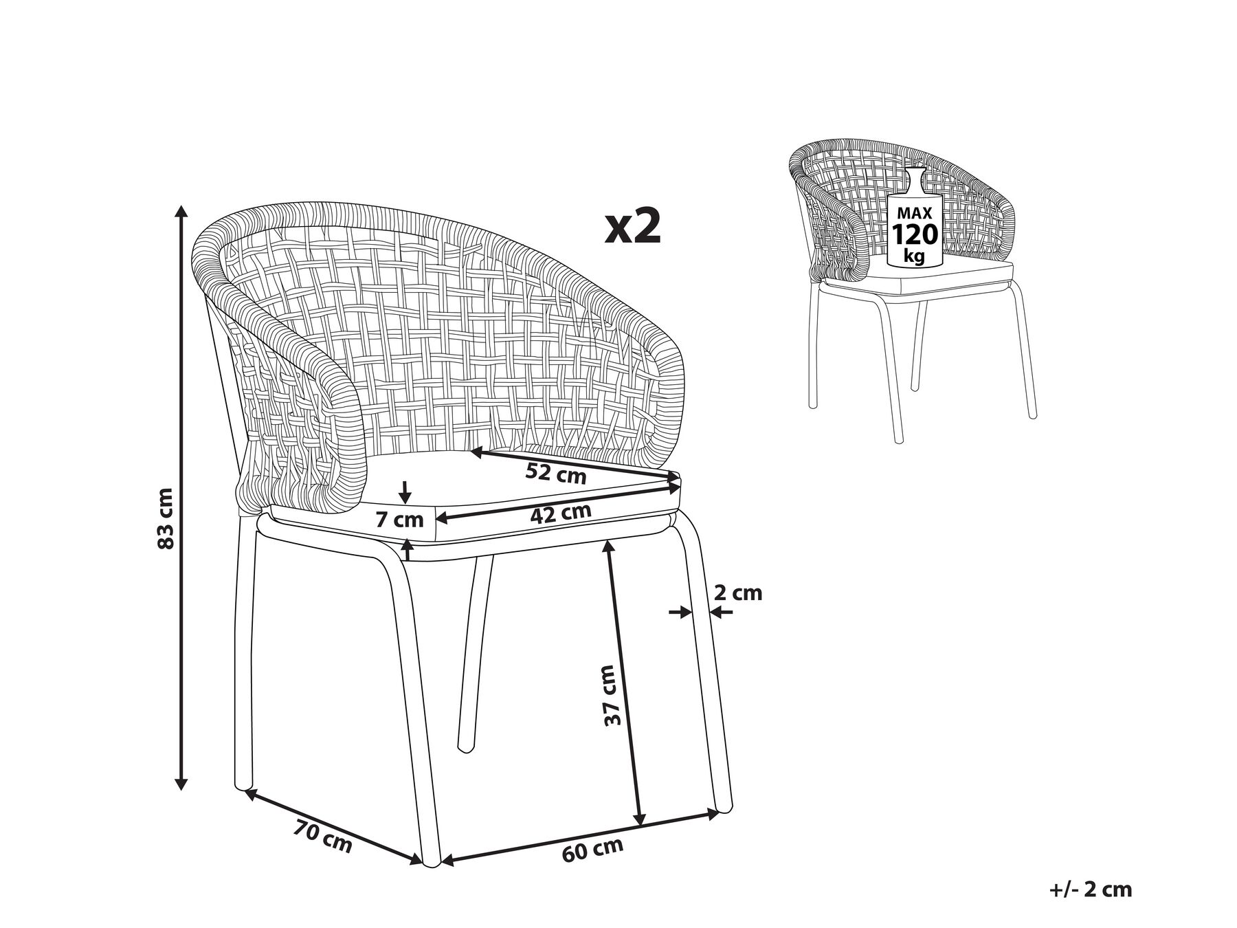 Set of 2 Garden Chairs Grey PALMI Beliani.co.uk