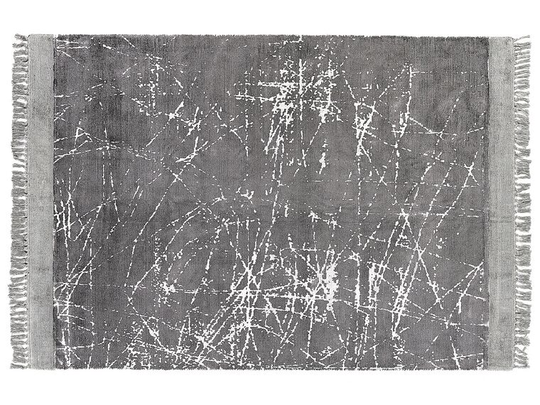 Alfombra de viscosa gris/blanco 160 x 230 cm HANLI_837009