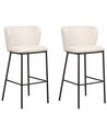 Conjunto de 2 sillas de bar de tela color blanco crema MINA_885312