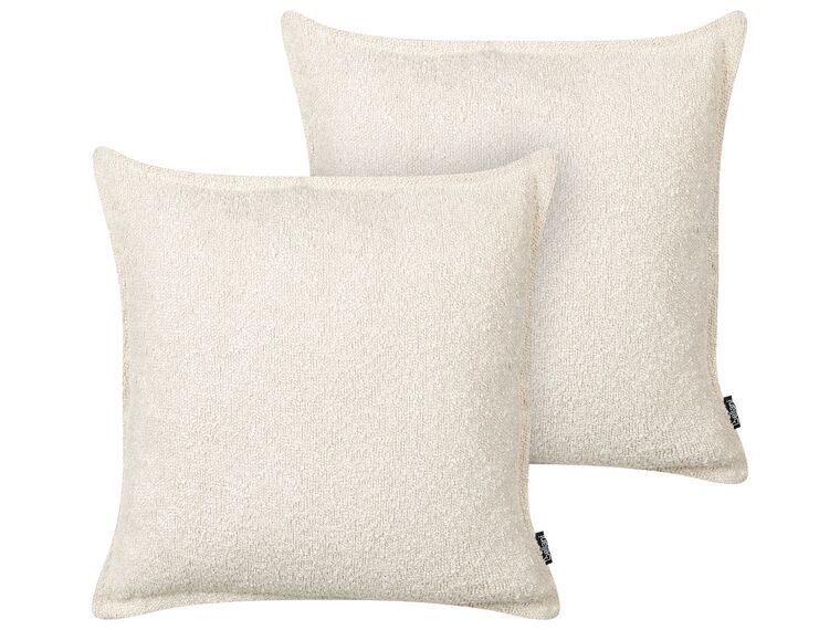 Set of 2 Teddy Decorative Cushions Light Beige SENECIA_888356