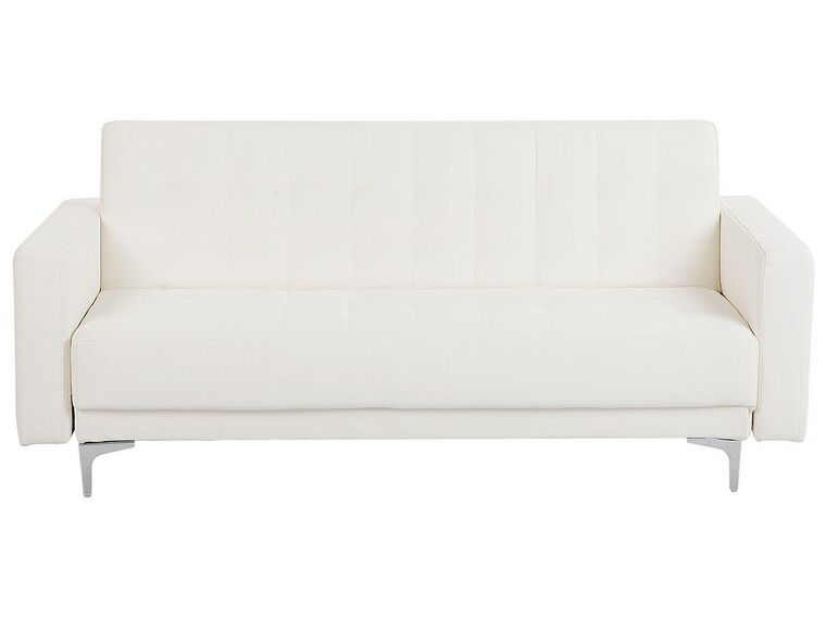 3 Seater Faux Leather Sofa Bed White ABERDEEN_739525