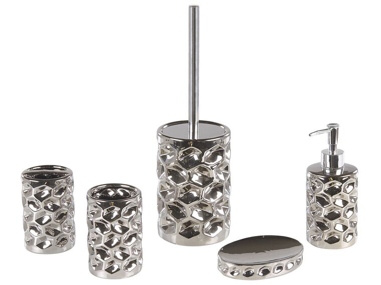 Ceramic 5-Piece Bathroom Accessories Set Silver TIRUA_788480