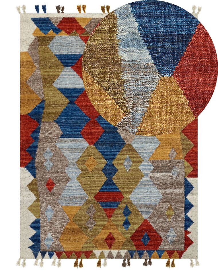 Wool Kilim Area Rug 160 x 230 cm Multicolour ARZAKAN_858322