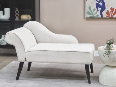Left Hand Fabric Chaise Lounge White BIARRITZ