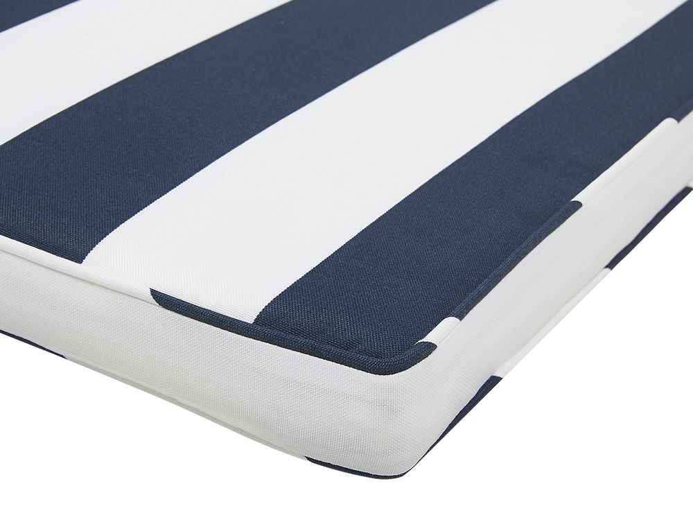 Set of 8 Outdoor Seat Pad Cushion Navy Blue and White SASSARI Beliani
