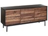 Sideboard dunkler Holzfarbton / schwarz 2 Schubladen 2 Türen OKLAND_835605