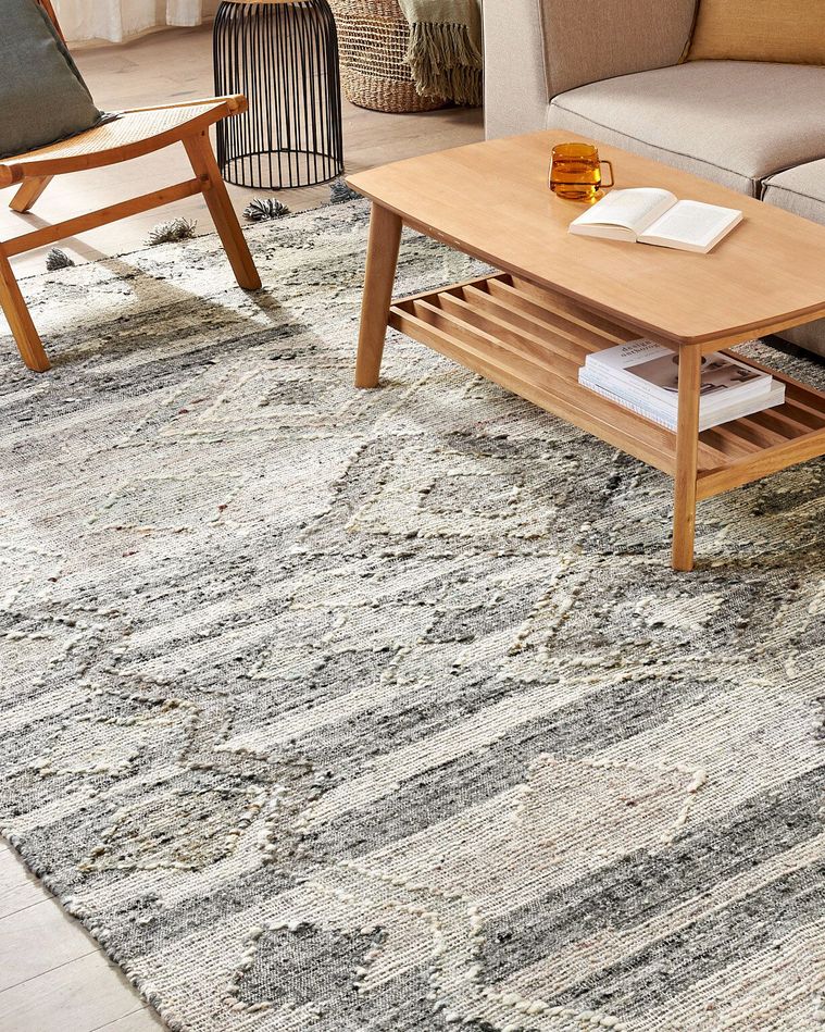 Wool Kilim Area Rug 200 x 300 cm Grey ARATASHEN Beliani.co.uk