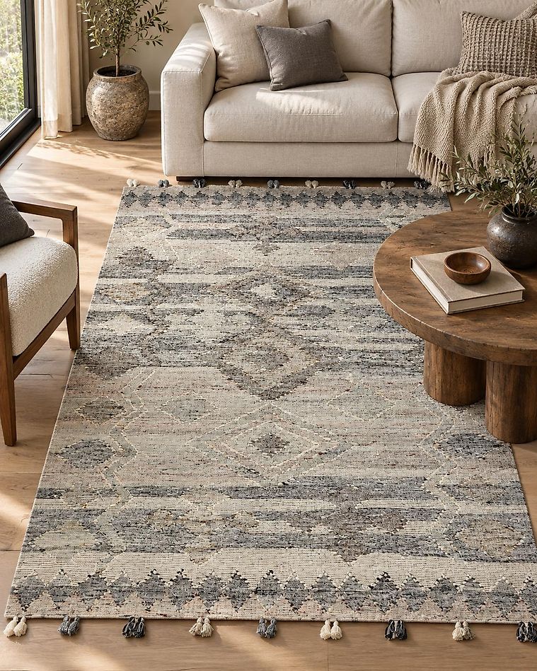 200 Rug Wool Kilim Area Rug 200 x 300 cm Grey ARATASHEN | Beliani.co.uk