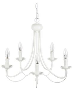 Kattokruunu 5 polttimoa metalli valkoinen DABUS