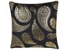 Set of 2 Velvet Cushions Paisley Pattern 45 x 45 cm Gold and Black URSINIA_818538