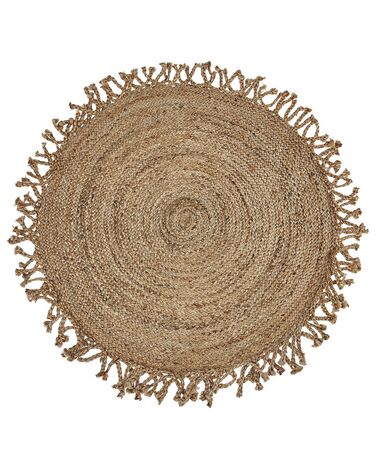 Jutový kulatý koberec ⌀ 120 cm béžový ZONGULDAK