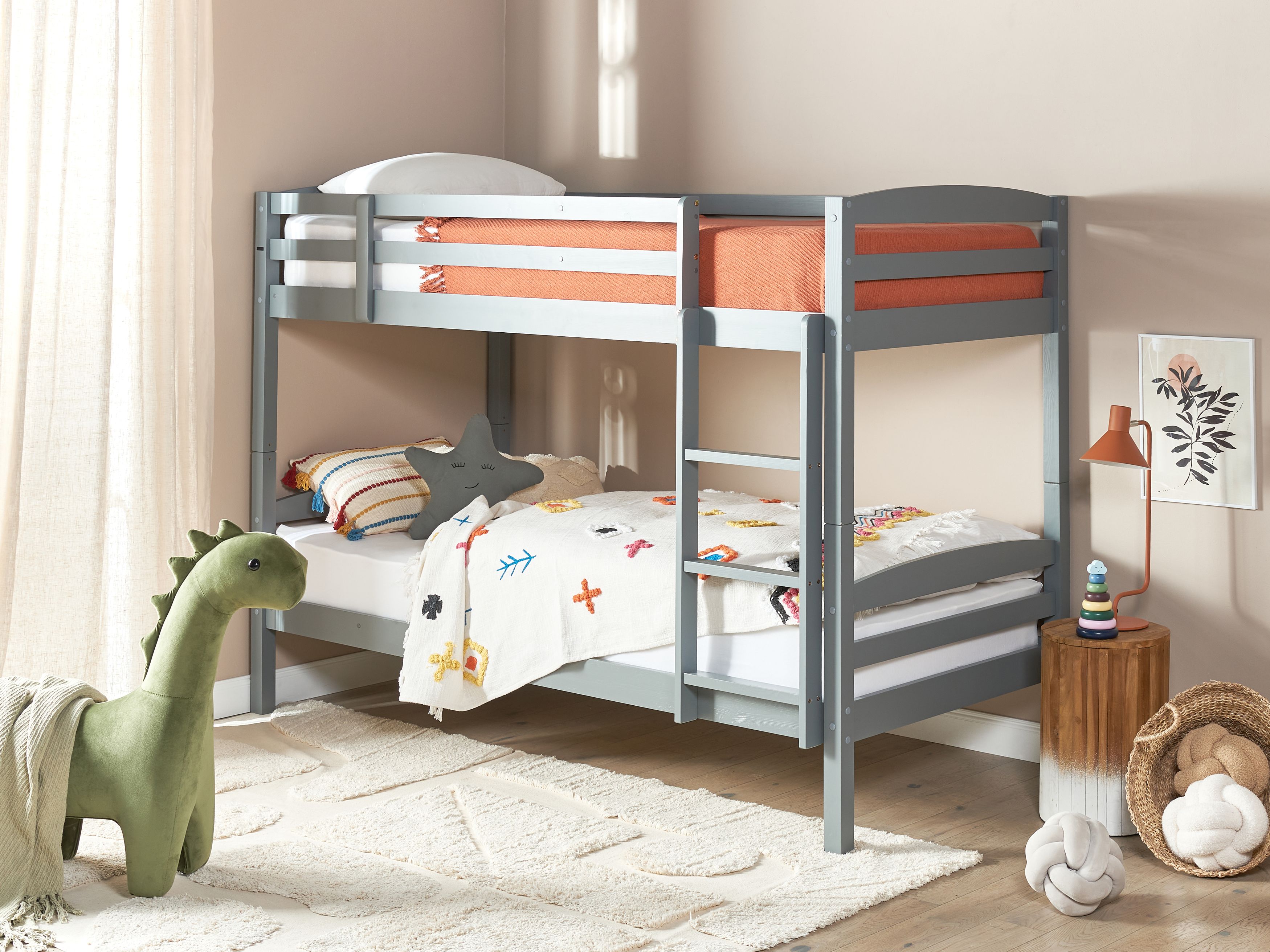 Wooden EU Single Size Bunk Bed Grey REGAT | Beliani.co.uk