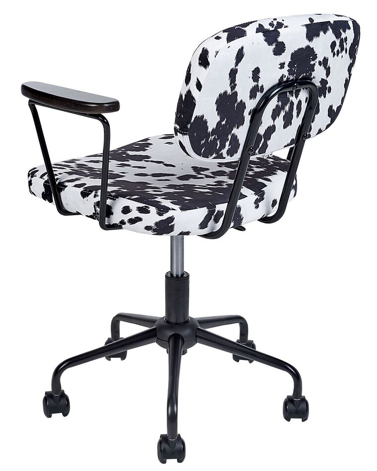 Velvet Desk Chair Cowhide Pattern Black and White ALGERITA Beliani.fi