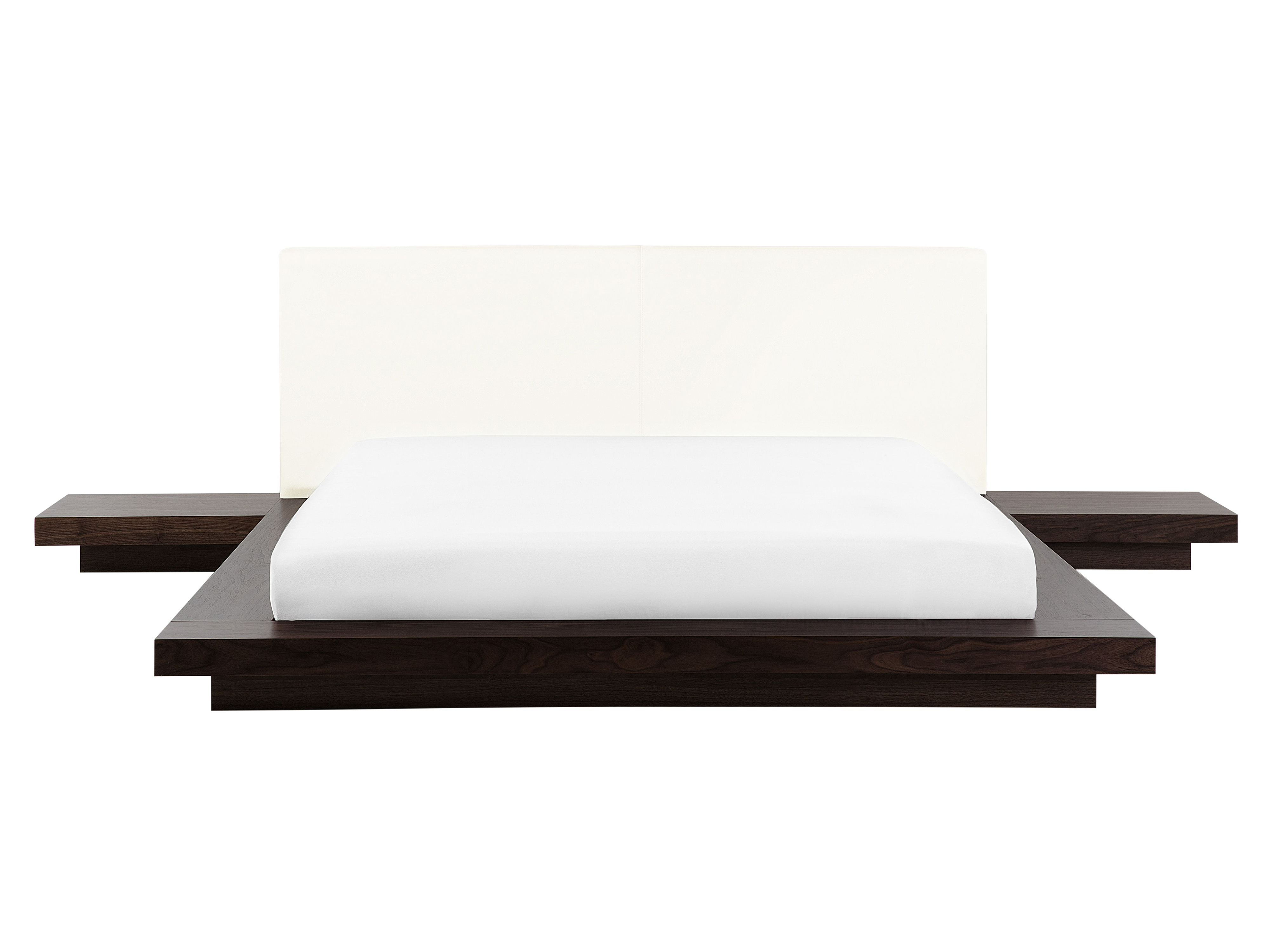 Łóżko wodne ze stolikami nocnymi 160 x 200 cm ciemne drewno ZEN