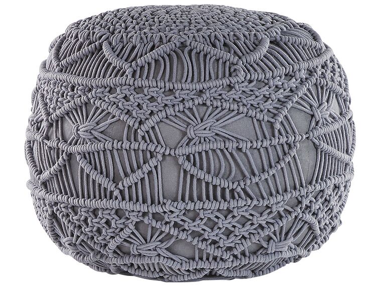 Bavlnená makramé taburetka ⌀ 40 cm sivá KAYSERI_801188