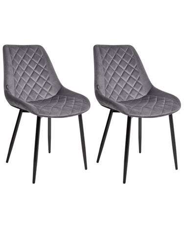 Conjunto de 2 sillas de comedor de terciopelo gris MARIBEL