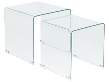 Conjunto de 2 mesas de centro de vidrio templado transparente KENDALL