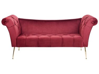 Chaise longue velluto rosso scuro NANTILLY