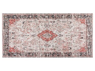 Teppich Baumwolle rot / beige 80 x 150 cm orientalisches Muster Kurzflor ATTERA