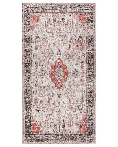 Teppich Baumwolle rot / beige 80 x 150 cm orientalisches Muster Kurzflor ATTERA