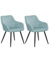 Sæt med 2 stole i velour lyseblå CASMALIA_898914