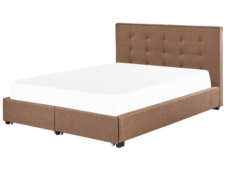 Fabric EU Super King Size Bed with Storage Brown LA ROCHELLE Beliani
