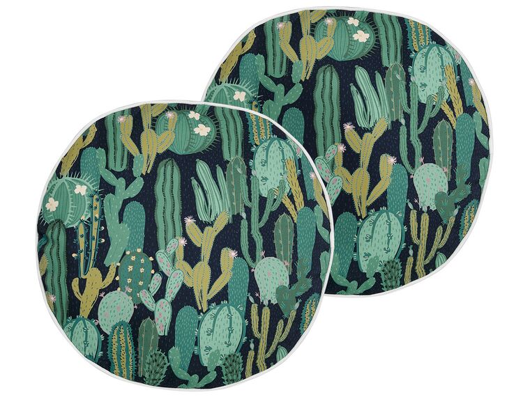 Set med 2 utekuddar kaktusmönster ⌀ 40 cm grön BUSSANA_881388