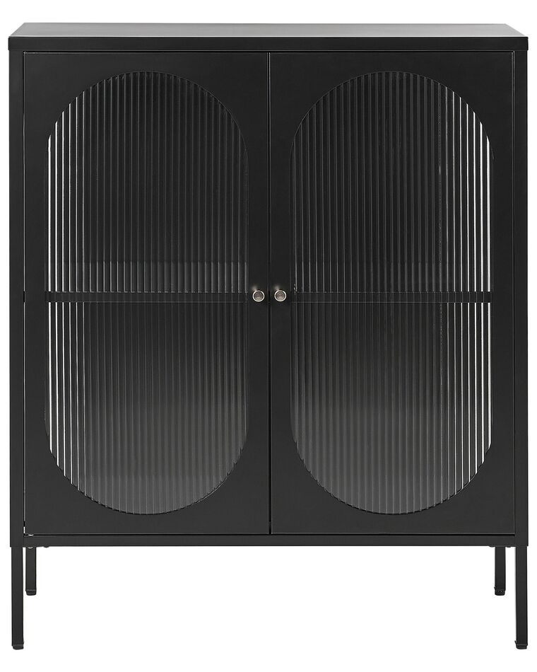 Buffet Industriel Moderne En Acier Rouge - 2 Portes, 2 étagères, Dimensions 100x65x40 Cm, Design Durable - 2