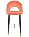 Set of 2 Velvet Bar Chairs Coral Red FALTON_795835