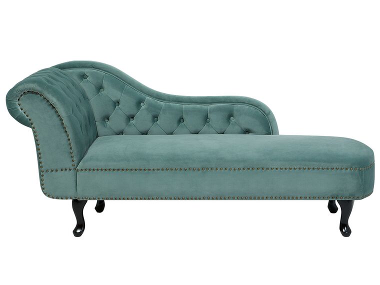Chaise longue sinistra in velluto verde menta NIMES_696835