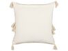 Set of 2 Tufted Cotton Cushions with Tassels 45 x 45 cm Light Beige AVIUM_838795