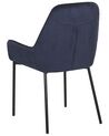 Conjunto de 2 sillas de comedor de pana azul oscuro/negro LOVERNA_780021