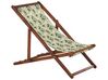 Set of 2 Acacia Folding Deck Chairs and 2 Replacement Fabrics Dark Wood with Off-White / Floral Pattern ANZIO_819851