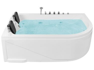 Banheira de hidromassagem de canto direito em acrílico branco com LED 180 x 120 cm CALAMA
