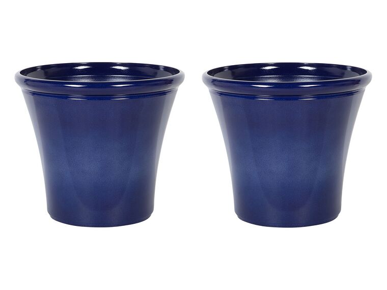 Set of 2 Plant Pots ⌀ 46 cm Navy Blue KOKKINO_841548