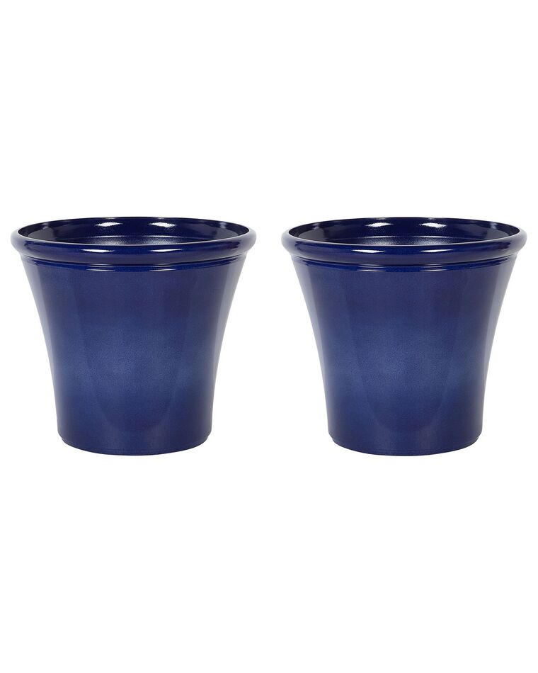 Set of 2 Plant Pots ⌀ 46 cm Navy Blue KOKKINO_841548