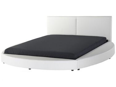 Okrúhla kožená posteľ 180 x 200 cm biela LAVAL