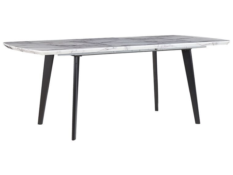 Ruokapöytä jatkettava marmorikuvio valkoinen/musta 160/200 x 90 cm MOSBY_793873