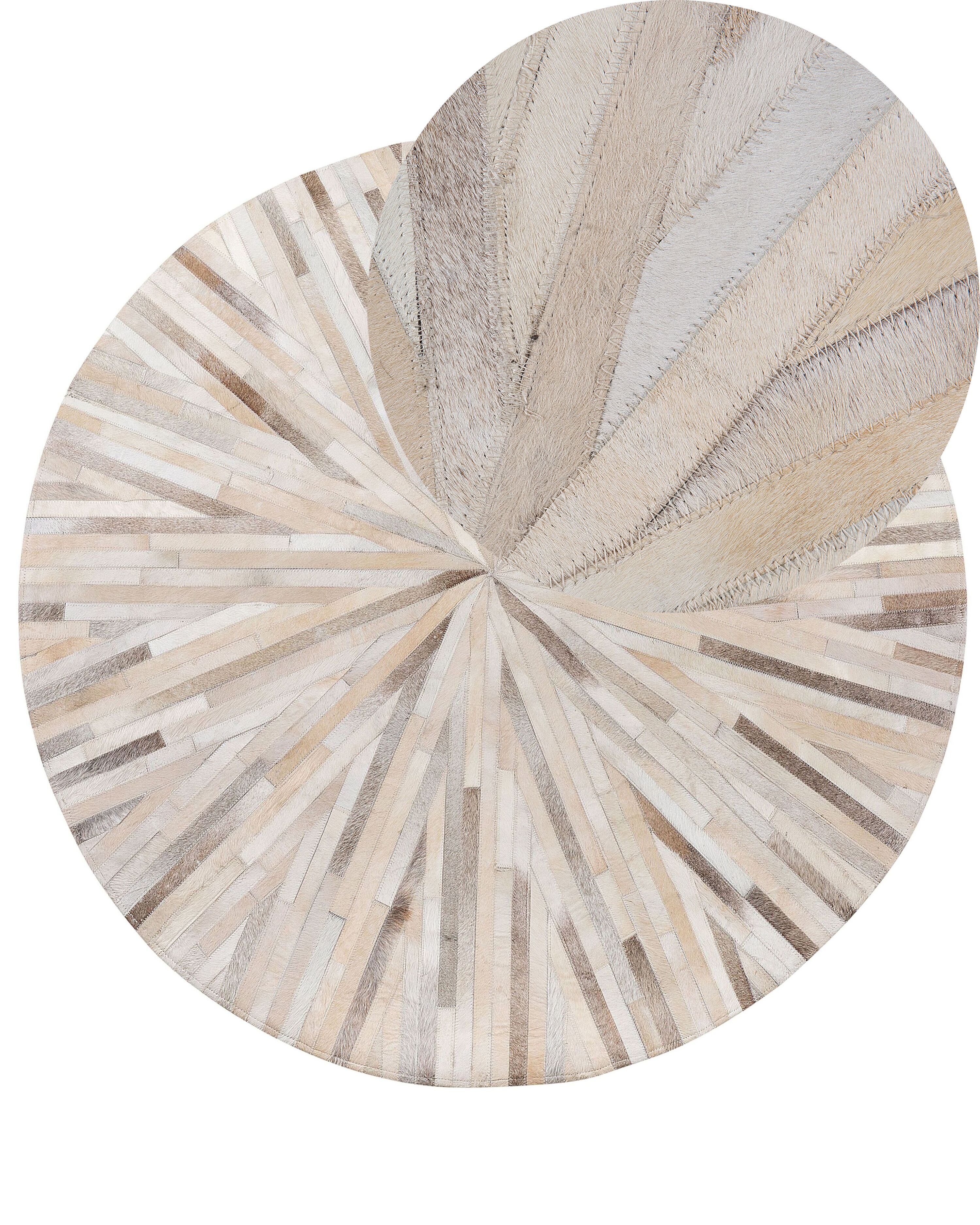 Teppich Kuhfell beige ø 140 cm Patchwork SIMAV | Beliani.de fell teppich beige rund