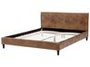 Faux Leather EU King Size Bed Brown FITOU_875258
