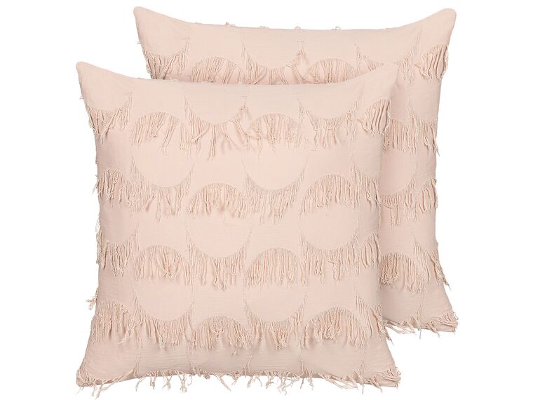 Set of 2 Cushions with Tassels 45 x 45 cm Pink AGASTACHE_838005