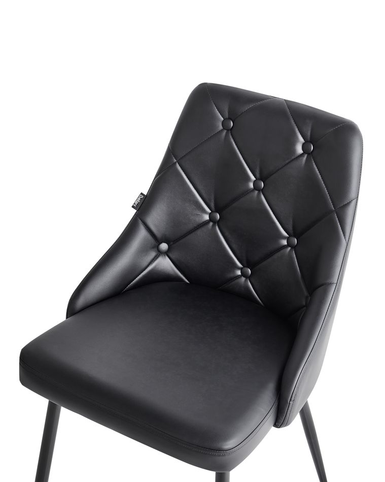 Set of 2 Dining Chairs Faux Leather Black VALERIE Beliani.co.uk