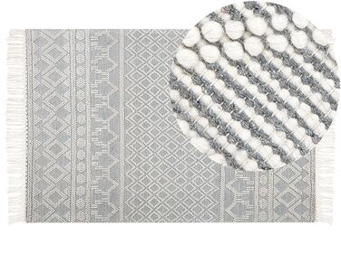 Teppich Wolle beige / grau 200 x 300 cm geometrisches Muster SOLHAN
