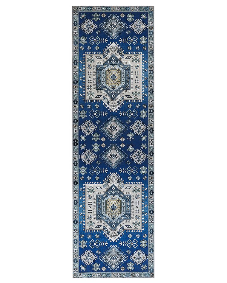 Vloerkleed polyester blauw 60 x 200 cm PARVAKALDI_831574