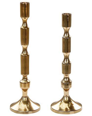 Conjunto de 2 candeleros de metal dorado DIKIRNIS