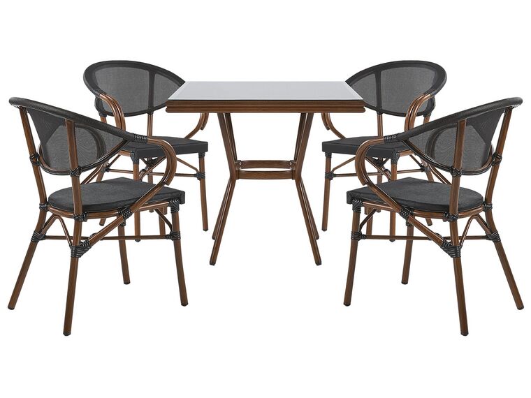 Trädgårdsmöbelset av bord och 4 stolar mörkträ/svart CASPRI_799099