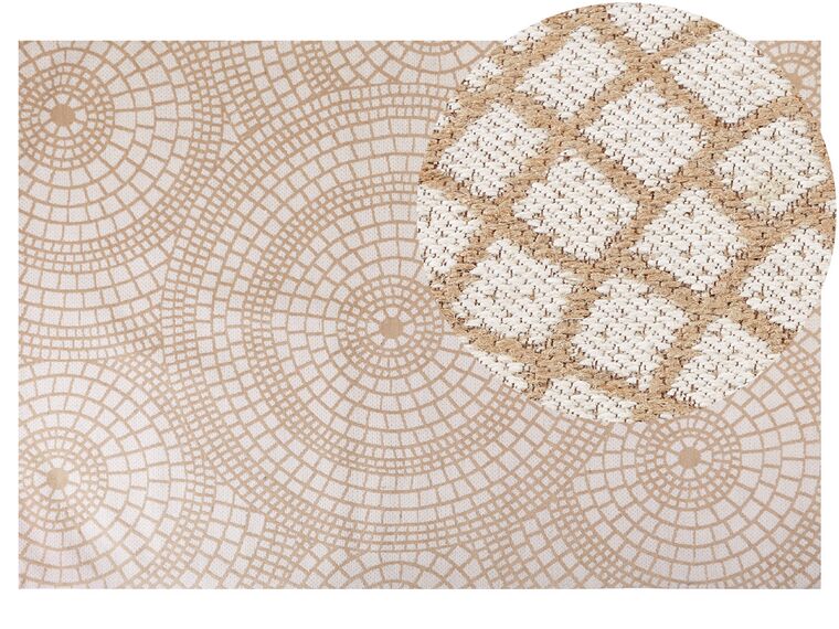 Teppich Jute beige / weiss 200 x 300 cm geometrisches Muster Kurzflor ARIBA_852824