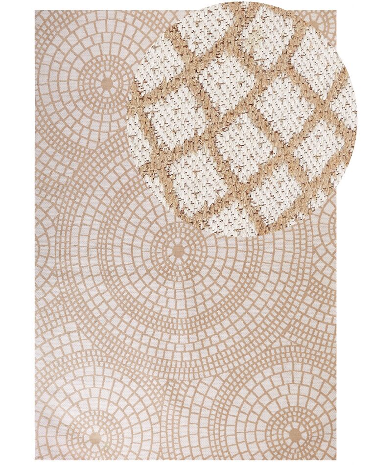 Teppich Jute beige / weiß 200 x 300 cm geometrisches Muster Kurzflor ARIBA_852824